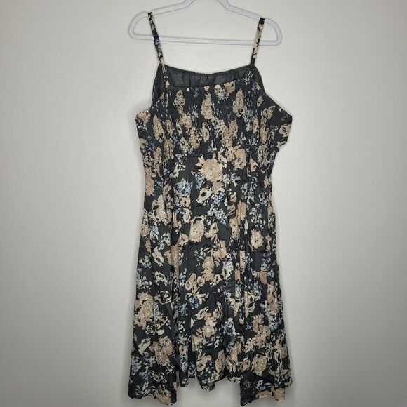 Maurices Dark Romantic Floral Cotton Plus Size Midi Date Night Dress Size 3x - Picture 3 of 7